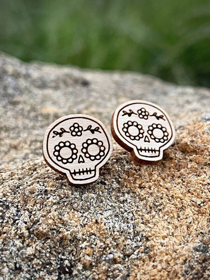 Brincos Açúcar Caveira, Brincos Couto, Brincos Crânio, Brincos Crânio, Brincos Crânio, Halloween, Dia De Los Muertos, Boho por atacado de Charlie James Artisan Boutique