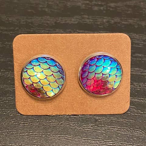 SMA Artistry Creations - Wholesale Stud/Post Earrings - 12mm Mermaid Cabochon Stud Earrings2