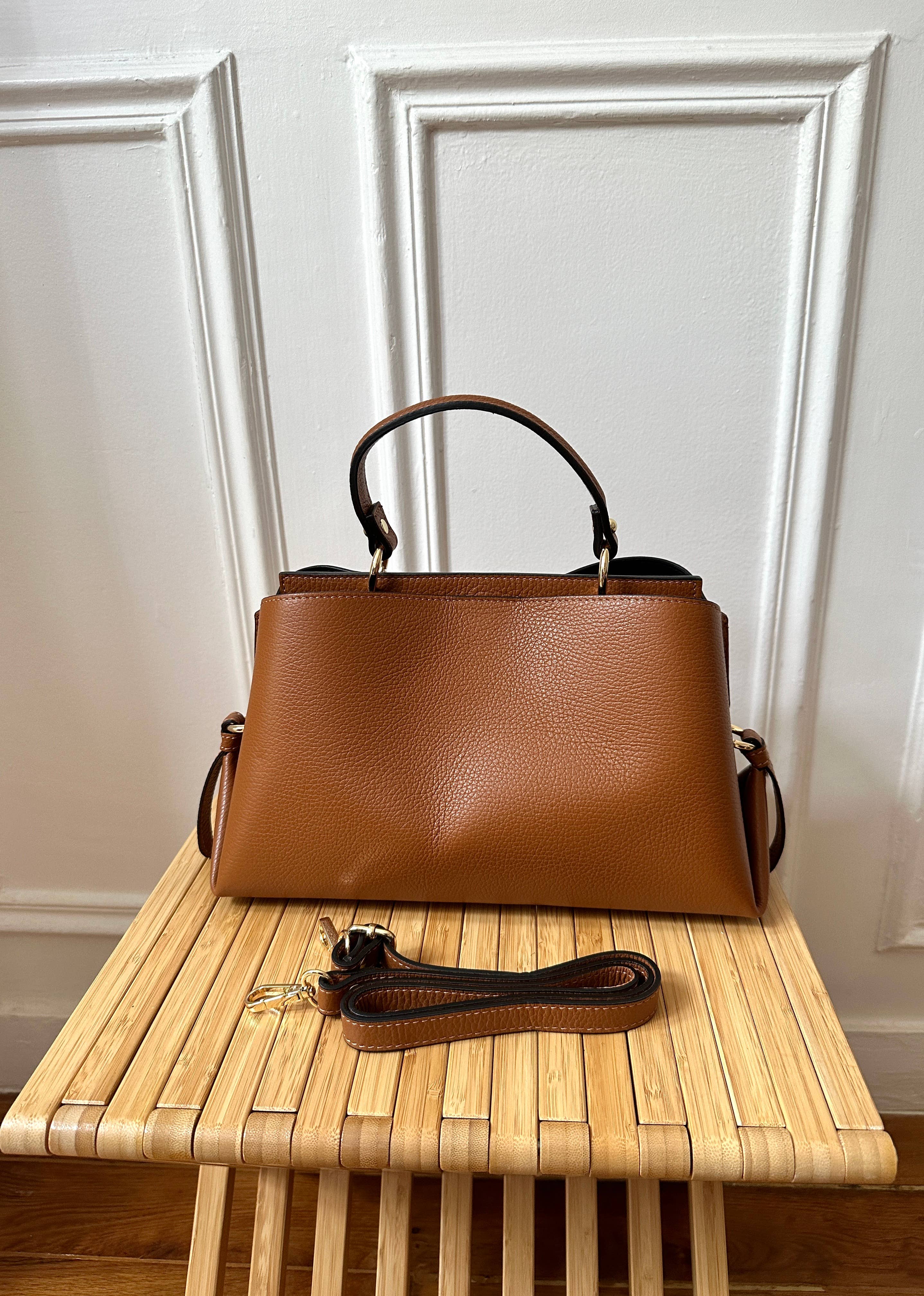 JULIA PARIS - Venta al por mayor Bolso con asas - Mujer - Bolso de piel granulada con asa de mano y correa para hombro7