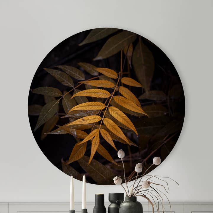Vægcirkel - Gyldenbrune blade - Premium Dibond-kvalitet for engroshandel hos Sferico