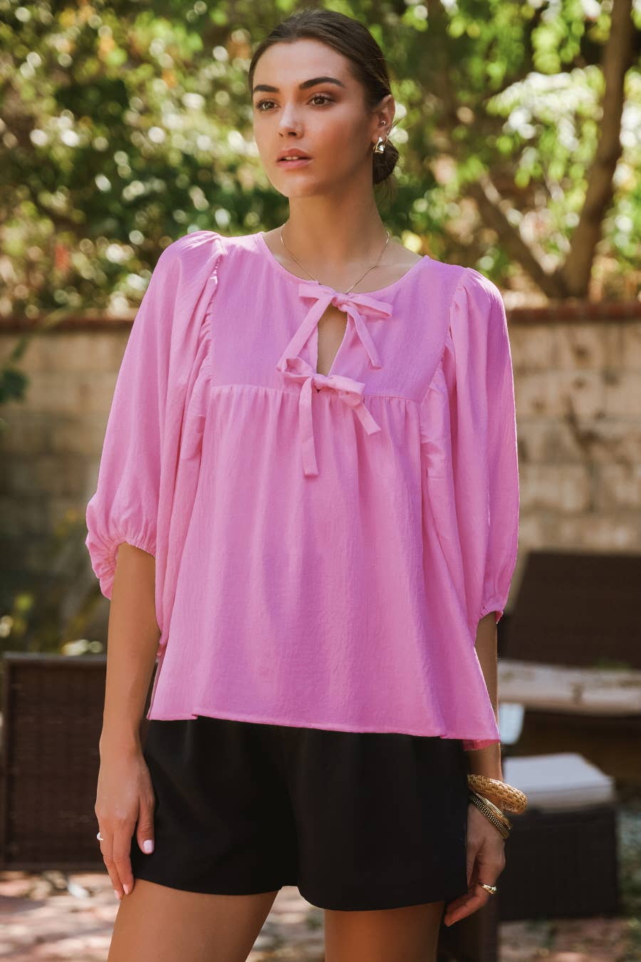 Oddi - Wholesale Blouse - Women's - Solid Airflow Batwing 3/4 Sleeve Top3