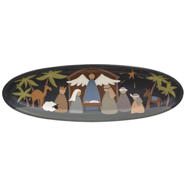 The Hearthside Collection - Wholesale Decorative Tray - Primitive Nativity Oval Tray