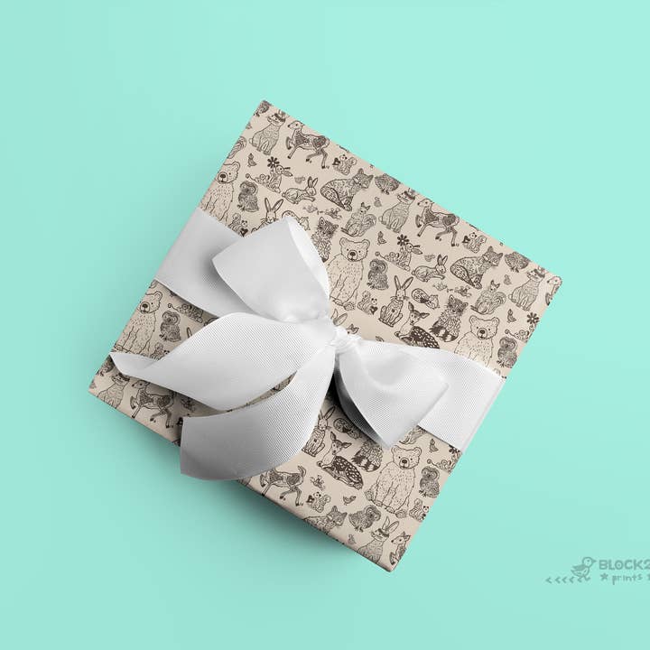 Block21Prints - Wholesale Flat Wrap - Woodland Animals Wrapping Paper - Roll of 2 Sheets1