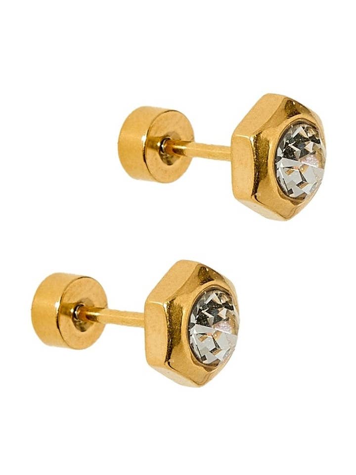 Screwback Stud Earrings - Addison - Clear for wholesale by LINNY CO