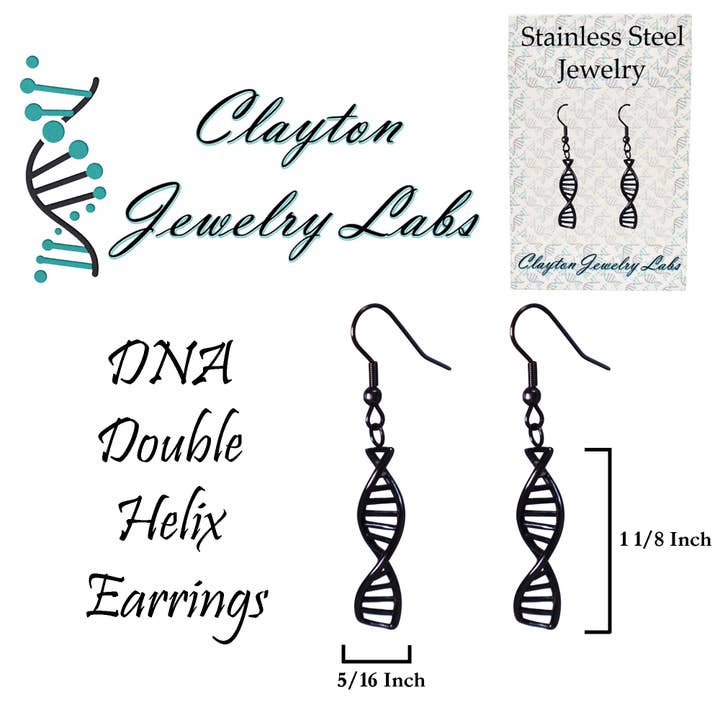 Clayton Jewelry Labs - Wholesale Hangende/ronde oorbellen - DNA Double Helix Science roestvrijstalen bengelen oorbellen