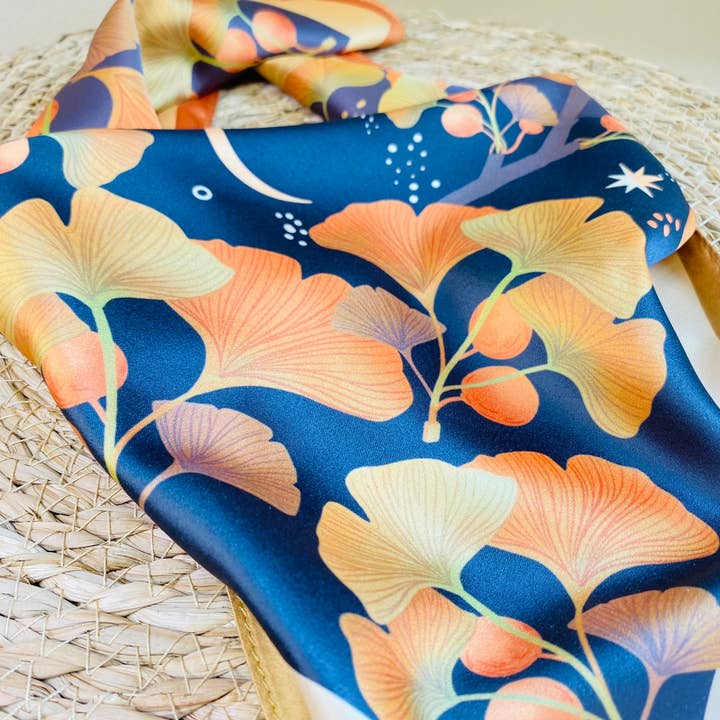 Split Moon Studios - Wholesale Scarf - Women's - Golden Leaf Ginko Motive Scarf3