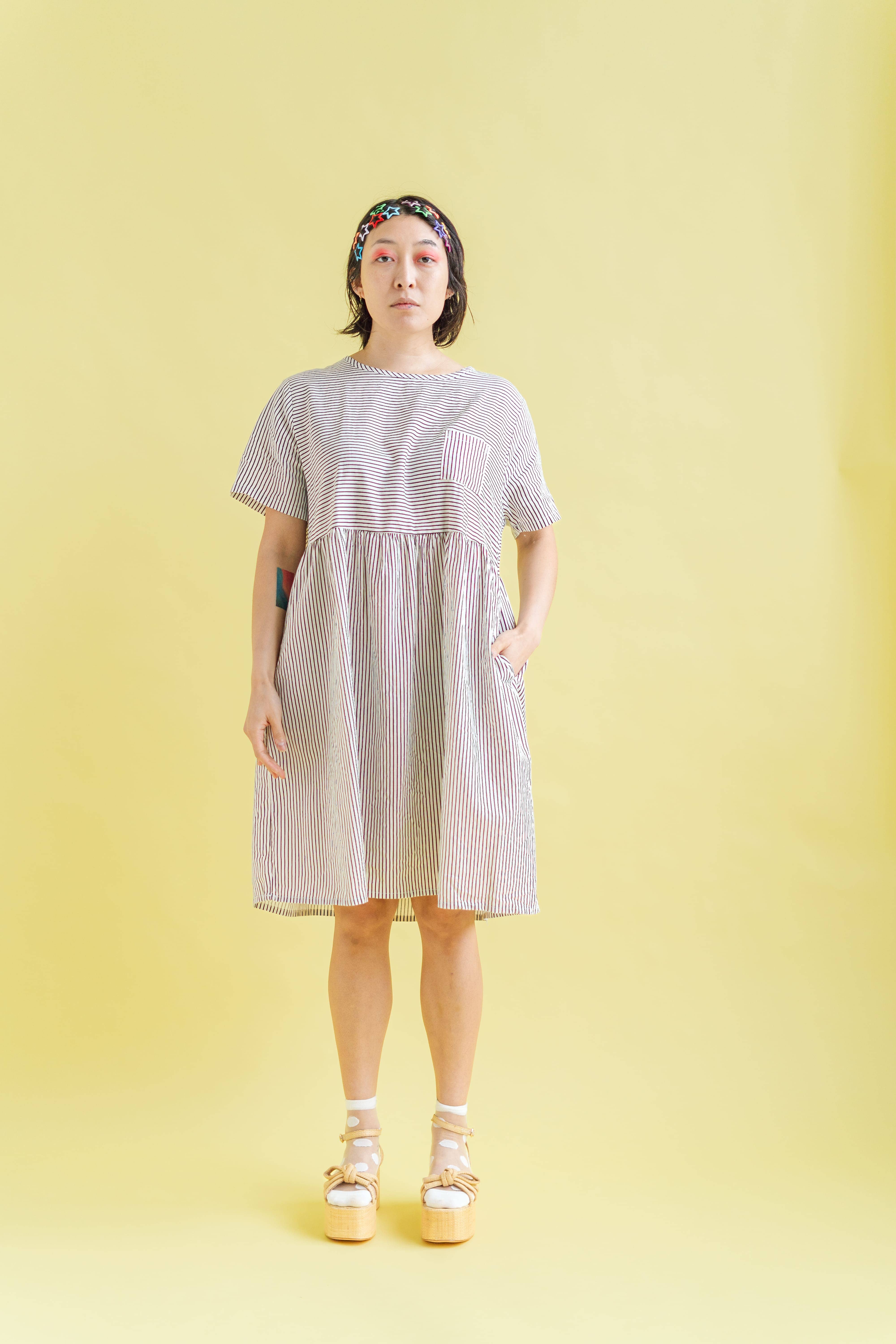 Nettle Studios - Wholesale Dress - Women's - Size Inclusive Plus Size Shirt Dress Pockets Striped Linen2