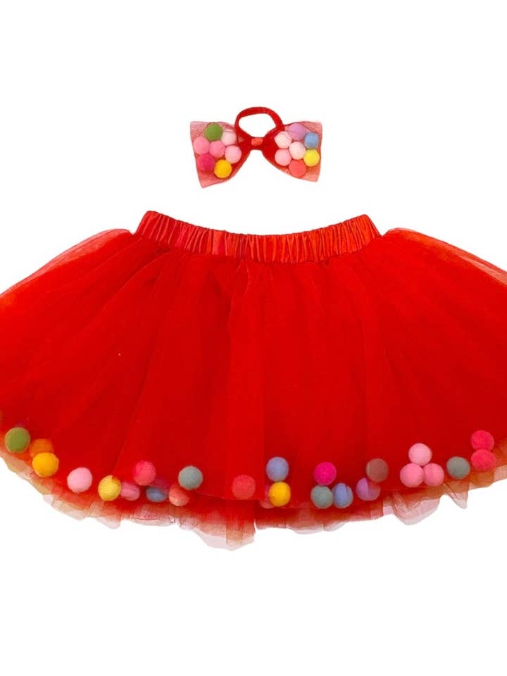 Red Kids Pom Pom Tutu & Bow Hair Tie - 2Pcs Red Tutu Girls and other Purchase wholesale red tutus. Free returns & net 60 terms on Faire trending on Faire.
