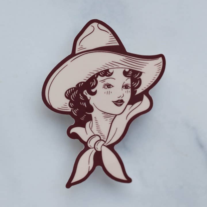Vintage Cowgirl Vinyl Sticker for wholesale by Click Bloom