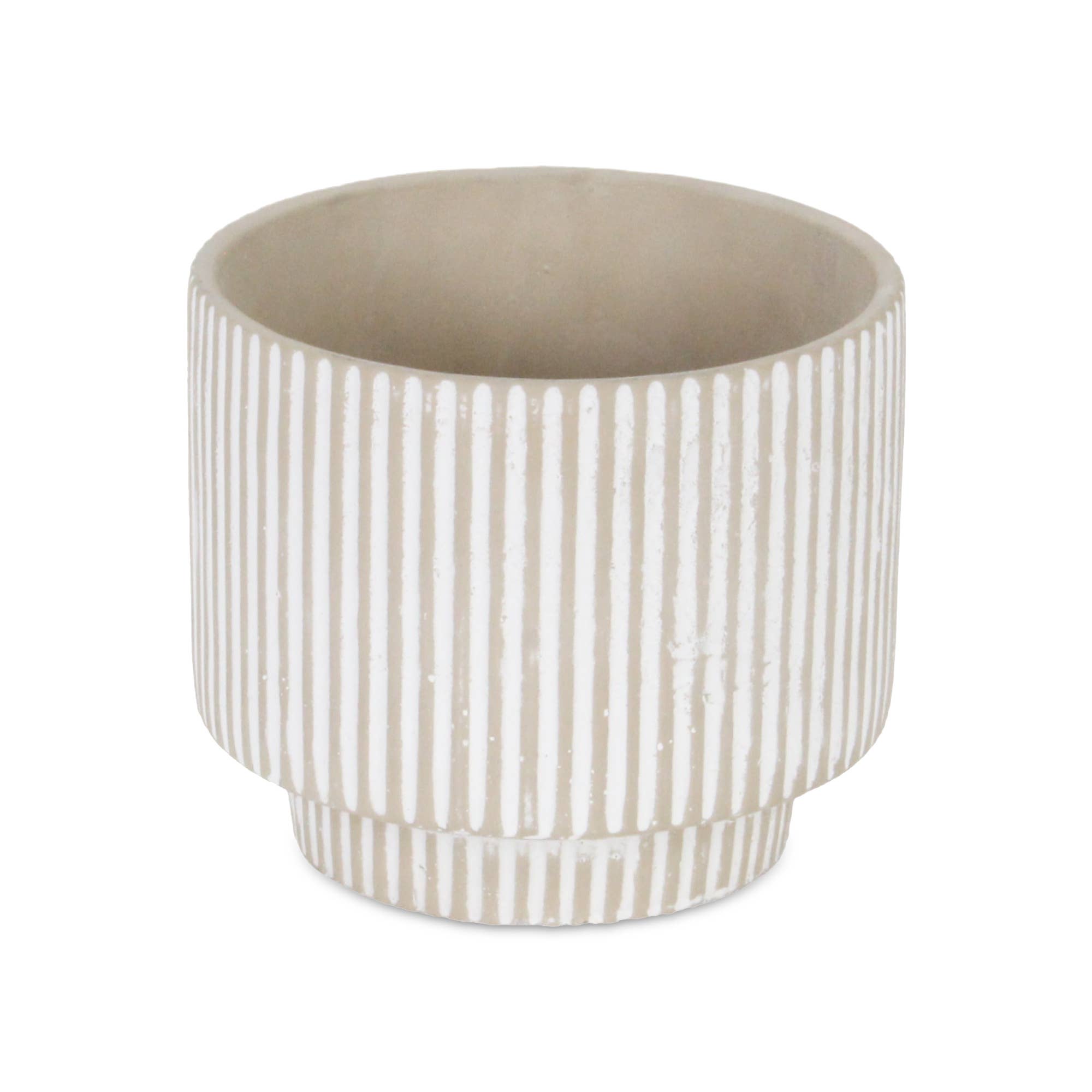 Cheungs Home Decor - Wholesale Plant Pot - Triani Round Lined Pattern Band Pattern Ceramic Pot - Gray2