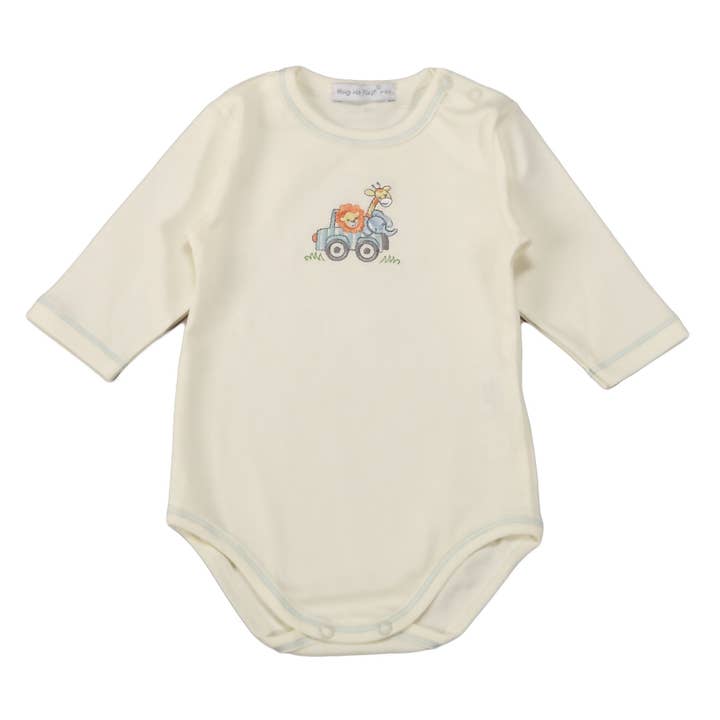 SAB-410 SAFARI JONGEN IVOORKLEURIGE ROMPER voor wholesale door Hug Me First