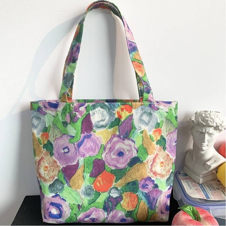 FurDecoration – Engroshandel Tote bag - Dame – Frisk blomstergitterstoftaske4