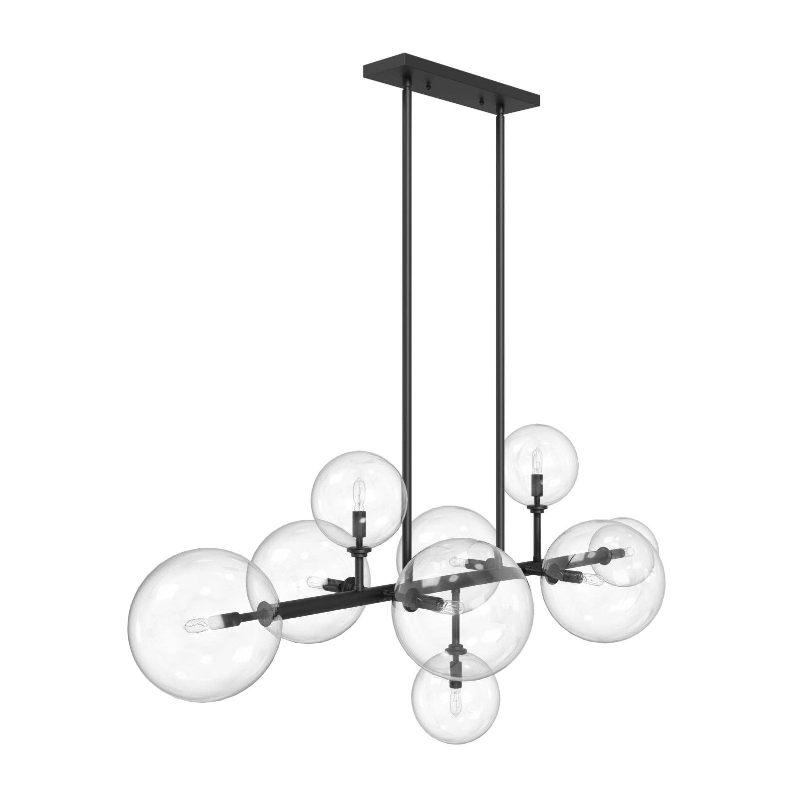 Brio Lighting - Wholesale Chandelier/Hanging Light - Delilah 9-Light Matte Black Clear Globe Linear Chandelier1