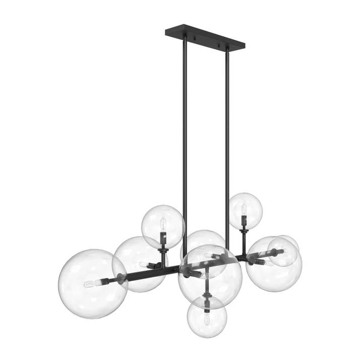 Brio Lighting - Wholesale Chandelier/Hanging Light - Delilah 9-Light Matte Black Clear Globe Linear Chandelier1