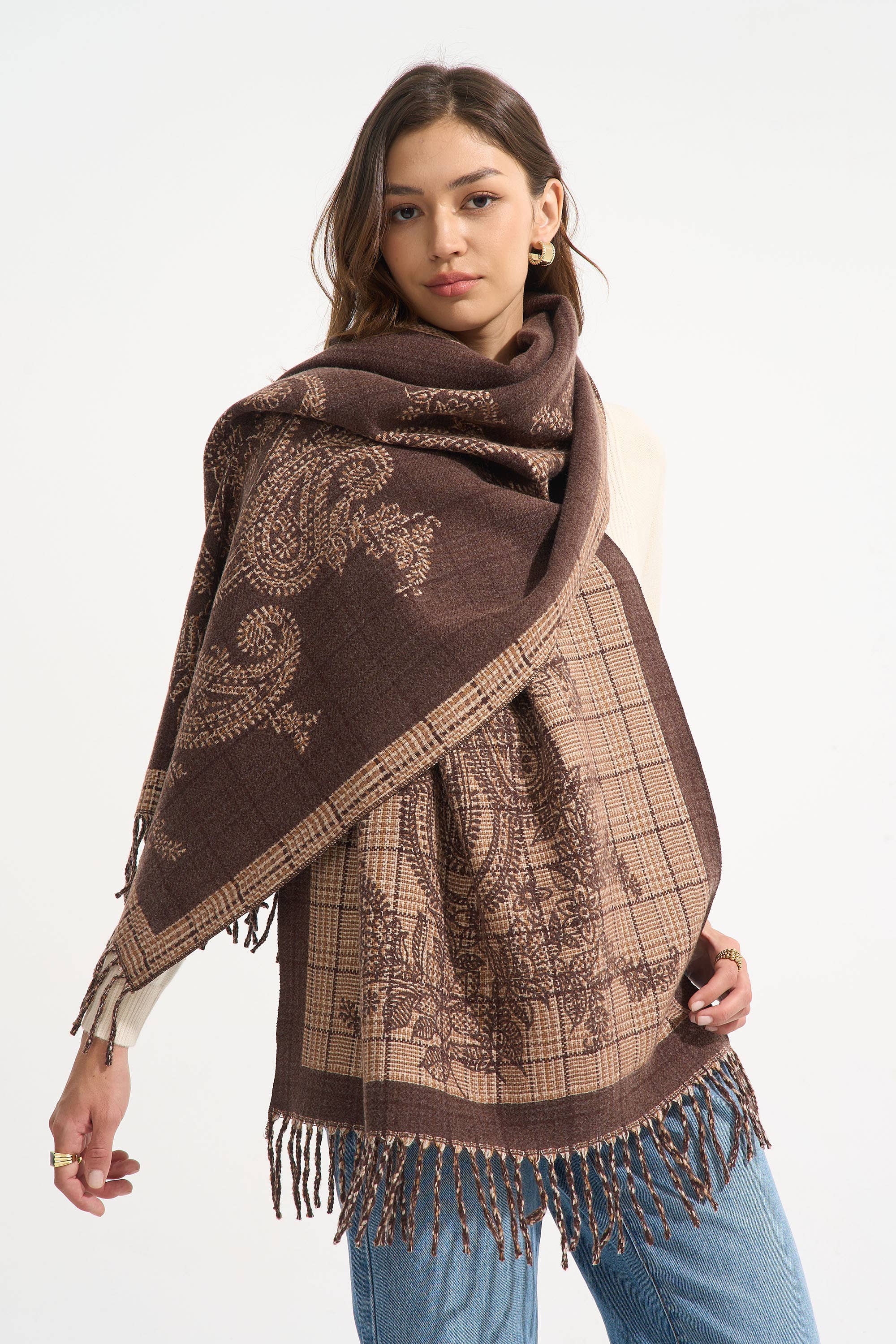 PHANIE MODE - Vendita all'ingrosso Sciarpa - Donna - E-09356 Sciarpa stampata bandana – Motivi cachemire2