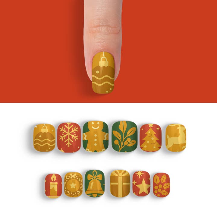 FYNE BODY - Wholesale Press-on/fake nails - Golden Tinsel Delight Christmas Gold Press-On Nails91