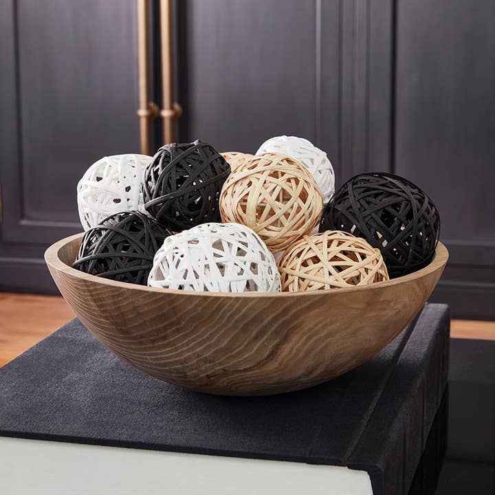 47th & Main (Creative Brands) - Wholesale Decorative Tabletop Object - White Rattan Ball - Large