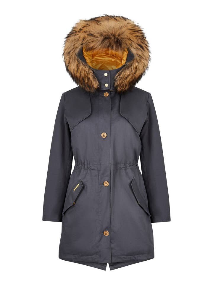 Parka Fairweather in blu per la vendita all'ingrosso da parte di TROY London