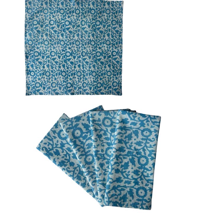 Kornblumenblaues Servietten-Set mit Gänseblümchenmotiv für den Großhandel von Alamwar