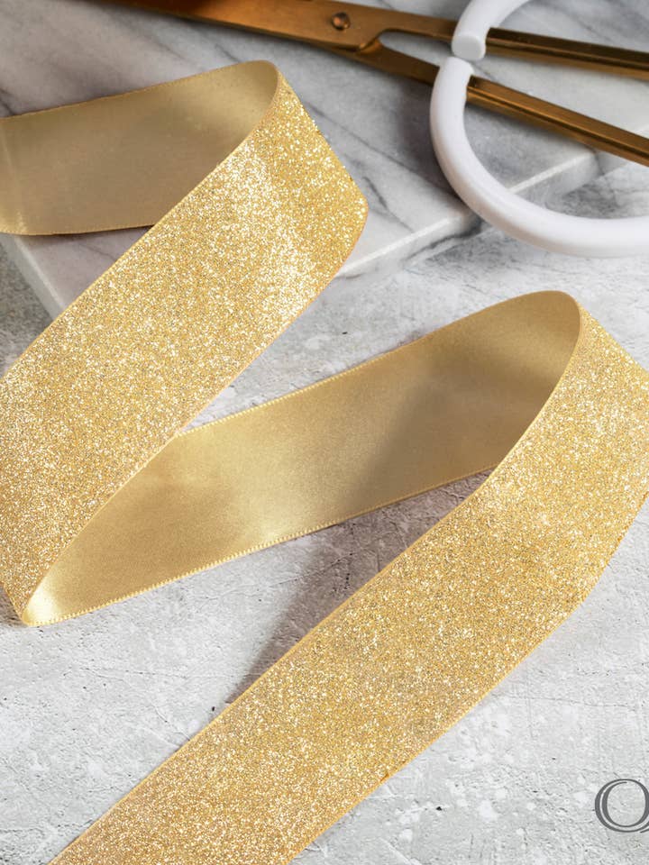 Glitter Frosted Satin Golden Ale 1-1/2" x 25 Yards for wholesale by Berwick Offray Ribbon