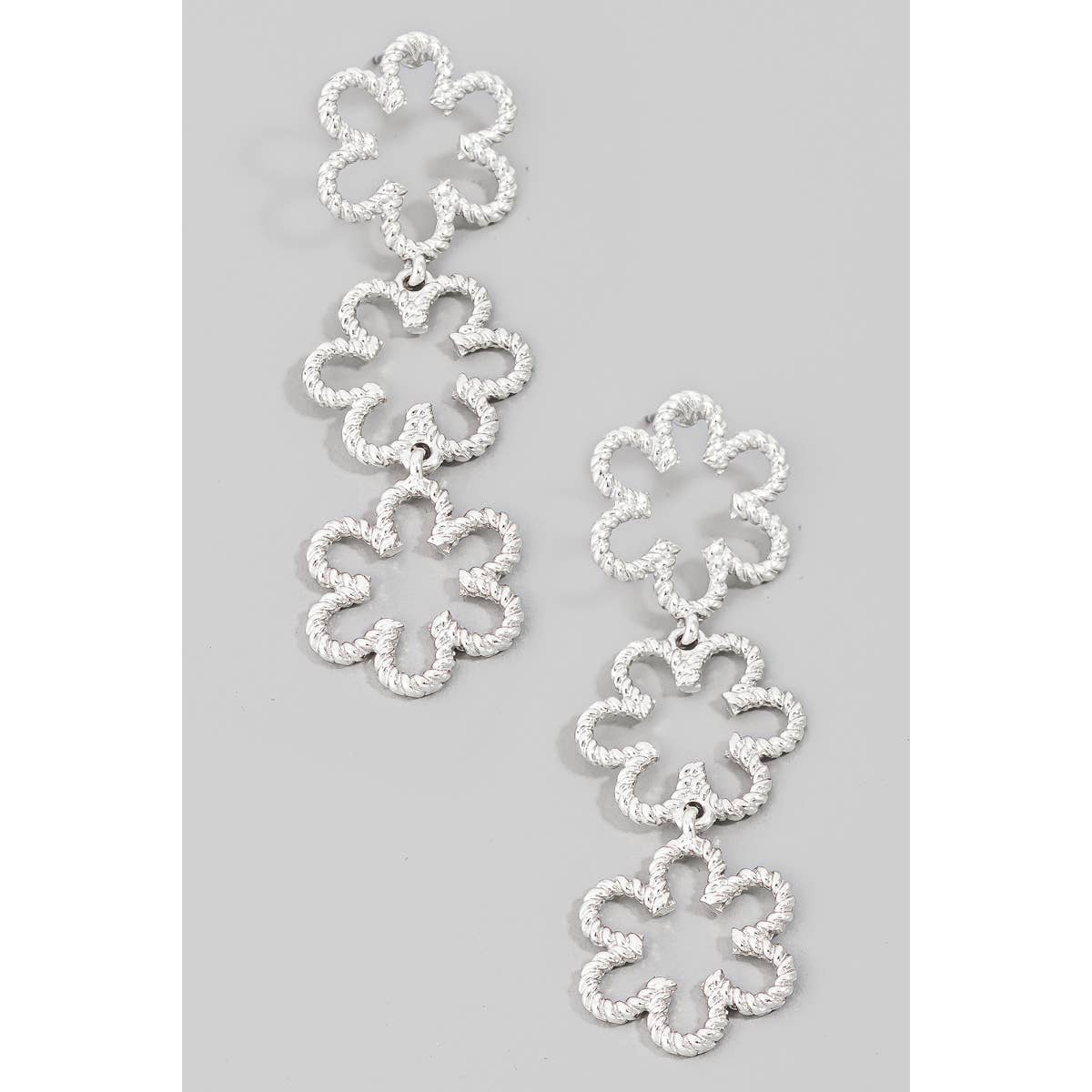 The Looks by Fame Accessories - Wholesale Dangle Earrings - Triple Flower Drop Earrings2