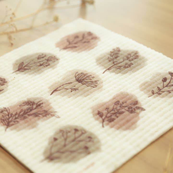 Eco Beige - Wholesale Dishcloth - Brown Botanical Sponge Cloth