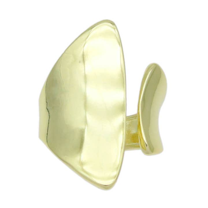 Bague ajustable en forme d'éventail en or uni, Sku #LX685 pour la vente par BestBeads&Beyond