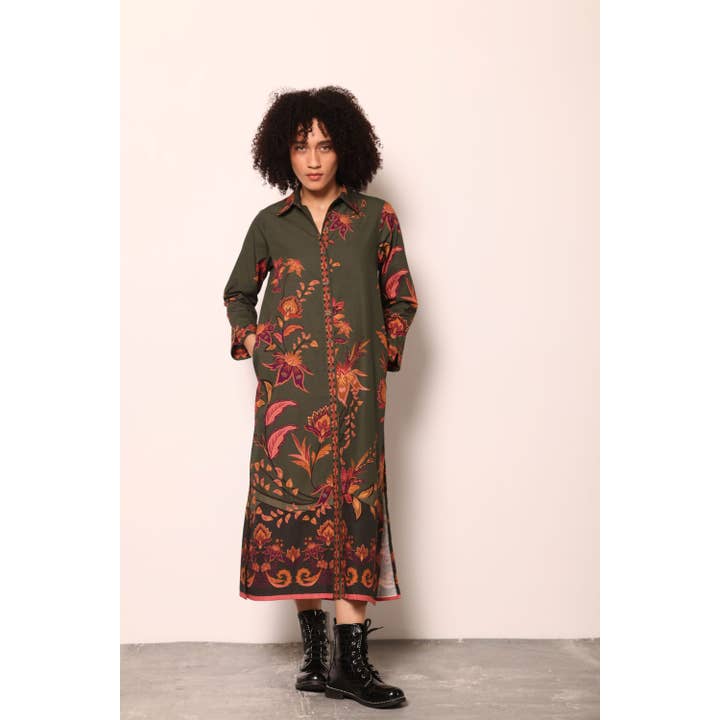 OLIVE TRAILS ELIZA DRESS for wholesale by Maude-Vivante