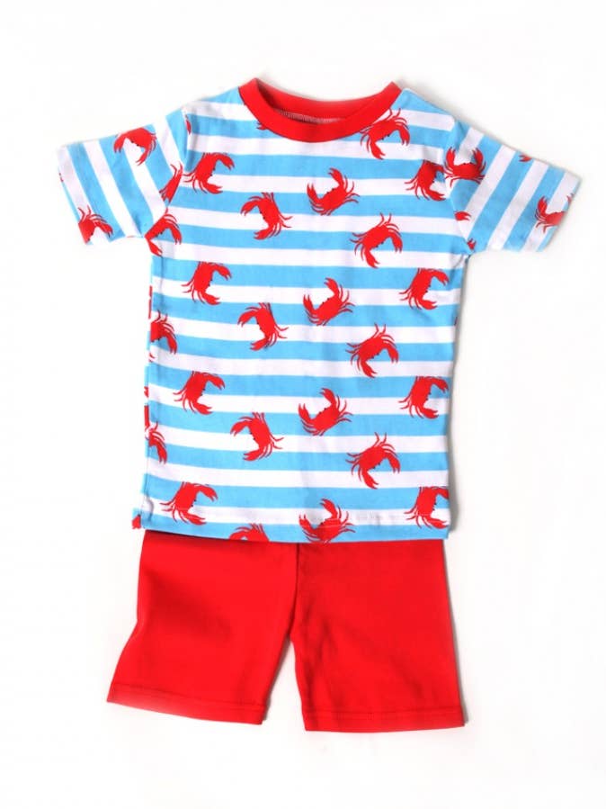 Crabs N'Stripes PJ Short Set for wholesale by New Jammies