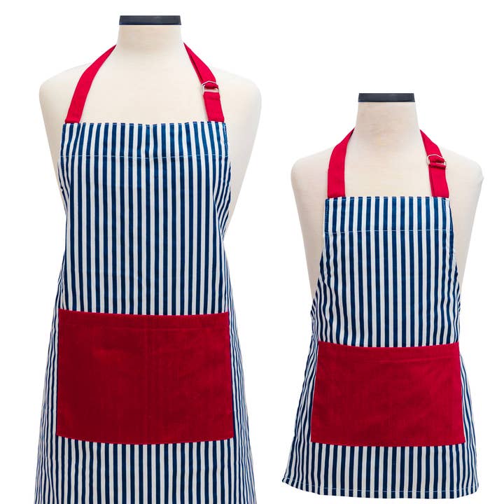 Striped Adult and Youth Apron Set - Matching Family Gift for wholesale by Handstand Kitchen