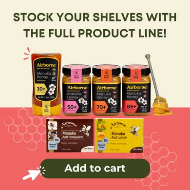 Airborne Honey USA - Wholesale Honey - Manuka 85+ Monofloral Honey | Raw | Unfiltered | 17.6oz4