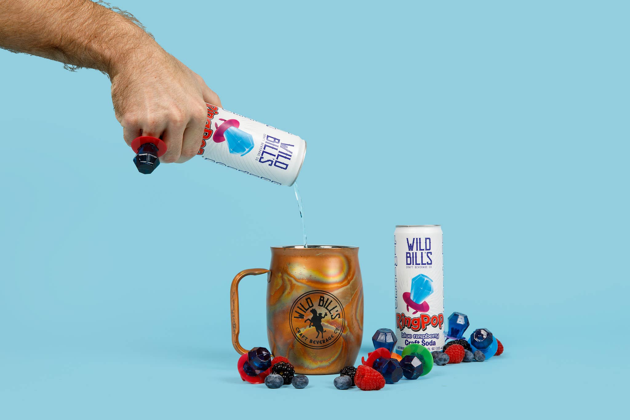 Wild Bill’s Craft Beverage Co. - Wholesale Soda/Carbonated Drink - Ring Pop Soda Blue Raspberry Pure Cane Sugar, 12-Pack, Cans