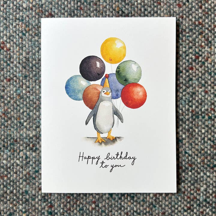 Fresh Fish - Wholesale Birthday Card - John Dory Greeting Card - Penguin with Balloons - Birthday3