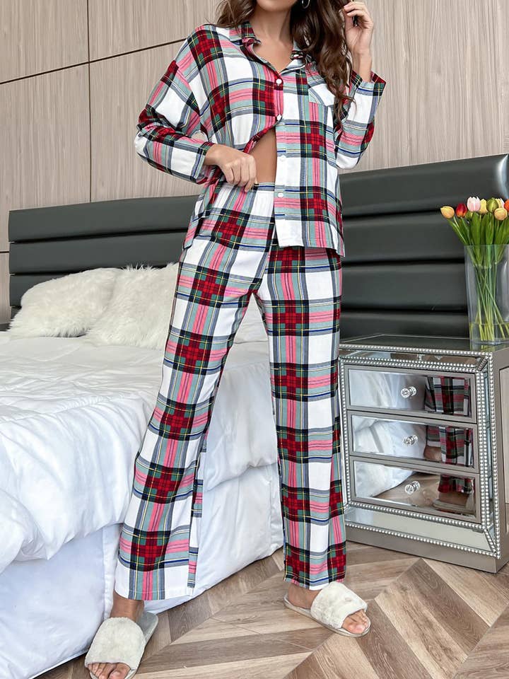 Checkered Long Sleeved Home Suit Set for wholesale by Wholesalesir