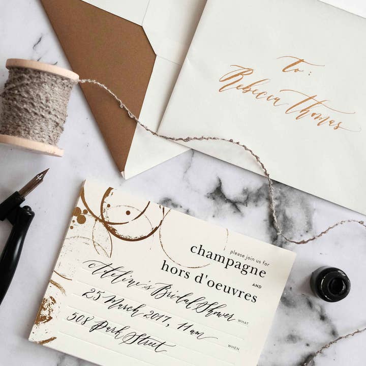 Paper Provision - Wholesale Invitations - Champagne & Hors D'oeuvres Invitations Set of 84