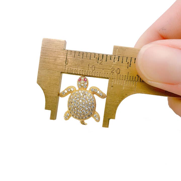 Beads Creation - Wholesale Individual Charm/Pendant - Gold Filled Sea Turtle Bead CZ Micro Pave, BD0472