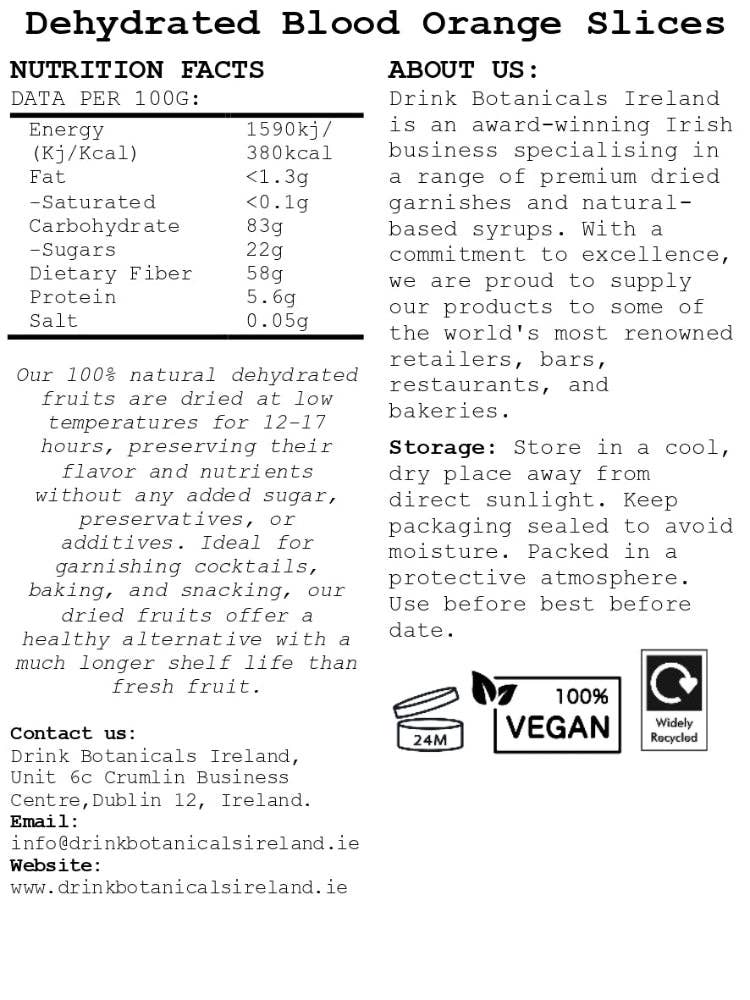 Drink Botanicals Ireland - Vente Fruits secs/déshydratés - Tranches déshydratées d'orange sanguine séchée9