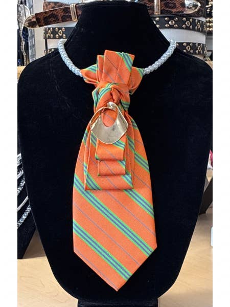 Custom Necktie Necklace - Orange and Green Stripe for wholesale by See it…Love it…Buy it