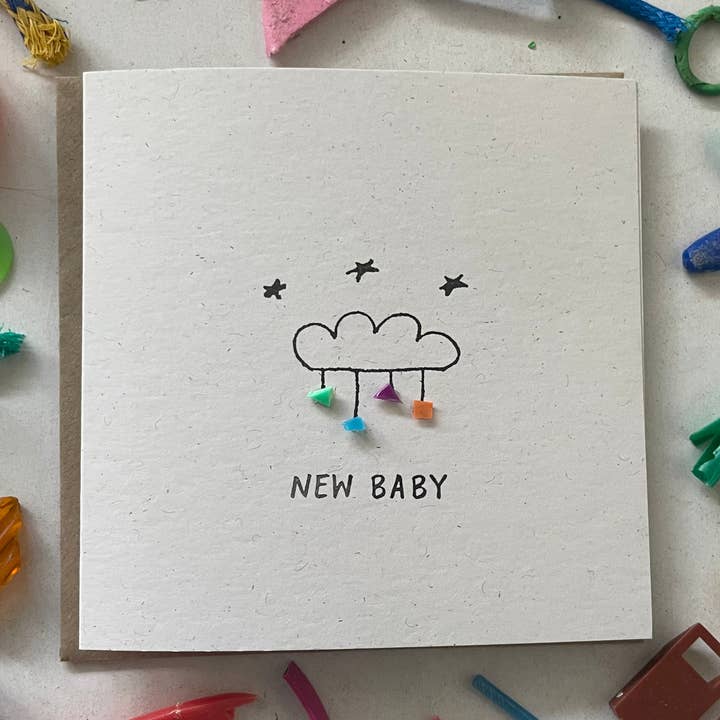 Handgjort 'Nyfödd' Återvunnet Kort för wholesale av Washed Up Cards