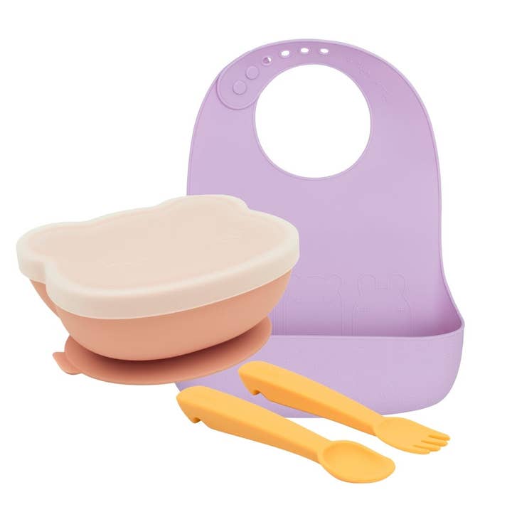 Baby Feeding Set - Stickie Bowl, Bib & Feedie Fork & Spoon for wholesale by We Might Be Tiny