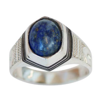 Sterling Silver Ebony and Lapis Lazuli Ring for wholesale by Mystics and Sages