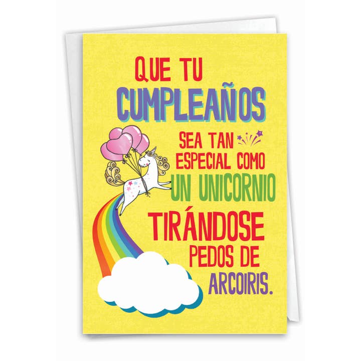 NobleWorks - Venta al por mayor Tarjetas de cumpleaños - Tarjeta de cumpleaños, unicornios y arcoíris, español