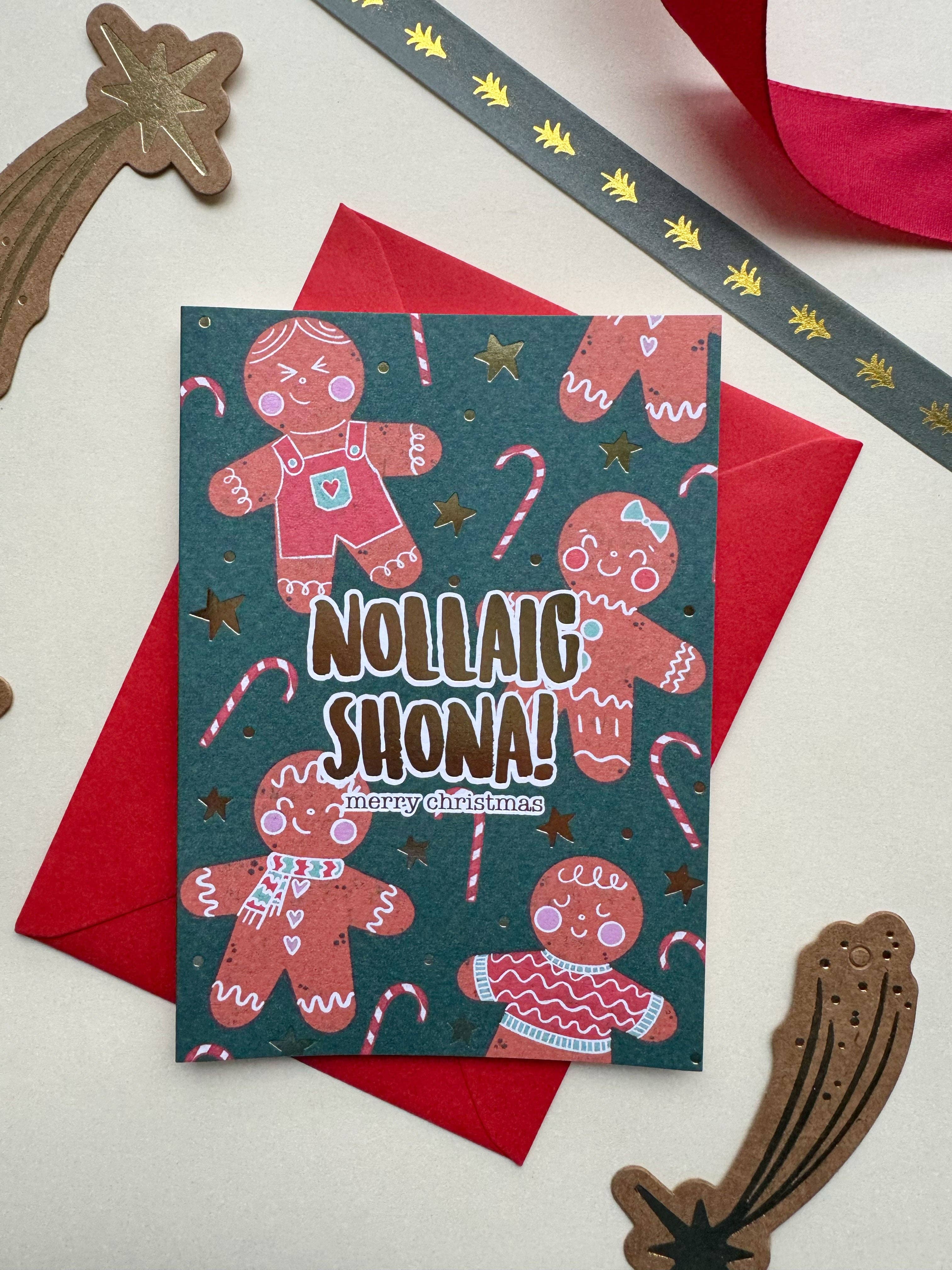 Prints of Ireland – wholesale Julkort – Guldglänsande pepparkakskort0