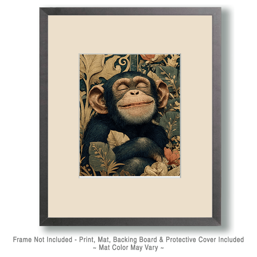 Mowbi - Wholesale Art Print - Vintage Chimpanzee - Zoo Animals - Biophilic Wildlife Art Print - 8"x10" Artwork for 11"x14" Frame1