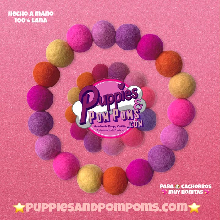 Puppies & Pom Poms - Wholesale Pet Collar - Dog - Pink - Personalised Pom Pom Dog Collar5