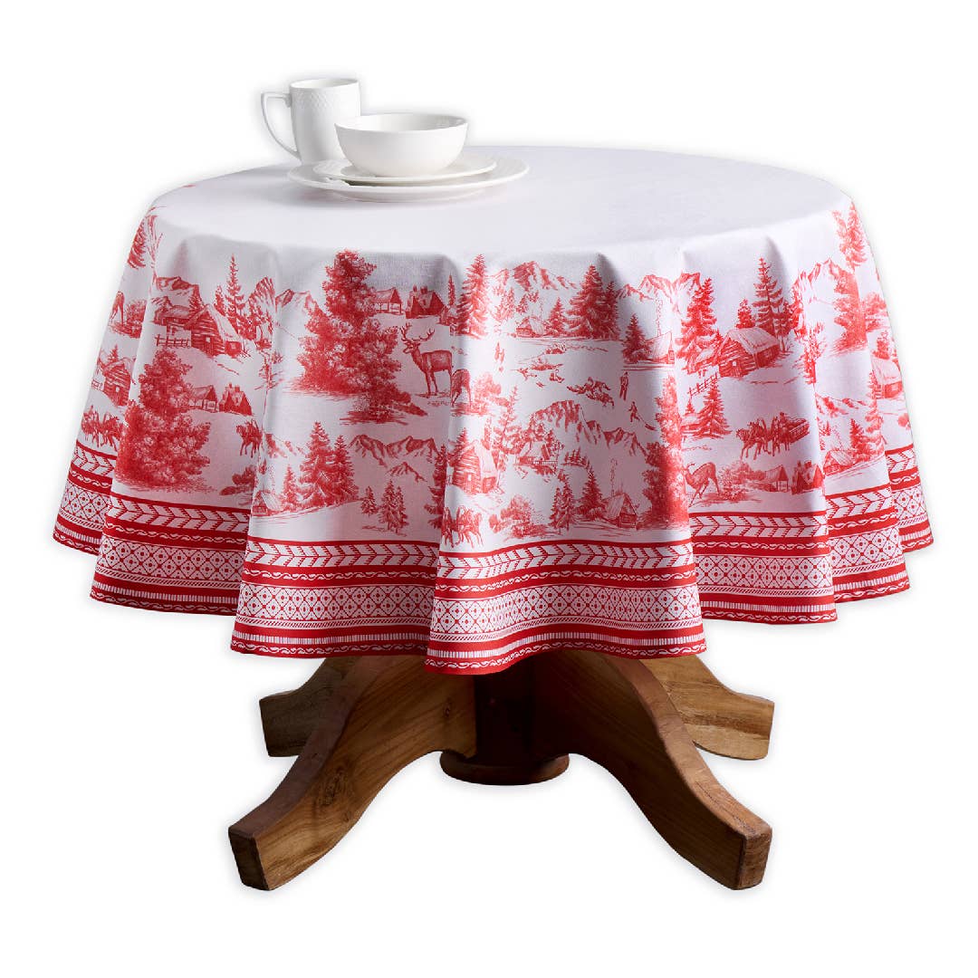 Maison d'Hermine - Design in Every Thread - Wholesale Tablecloth - Tablecloths 100% Cotton - 3 Shapes - Winter Jouy6