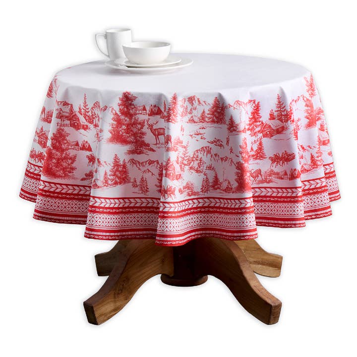 Maison d'Hermine - Design in Every Thread - Wholesale Tablecloth - Tablecloths 100% Cotton - 3 Shapes - Winter Jouy6