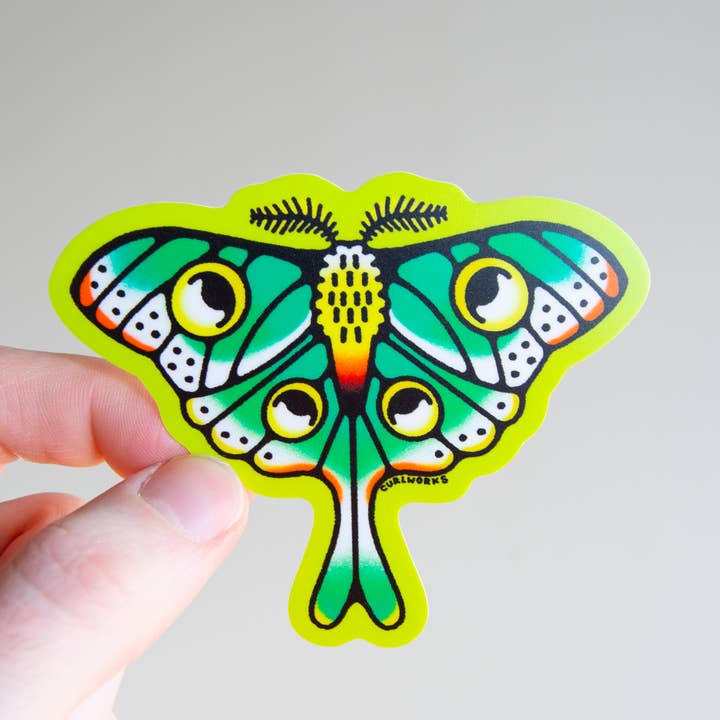 Luna Moth - 3" Vinyl Sticker for wholesale by Curlworks