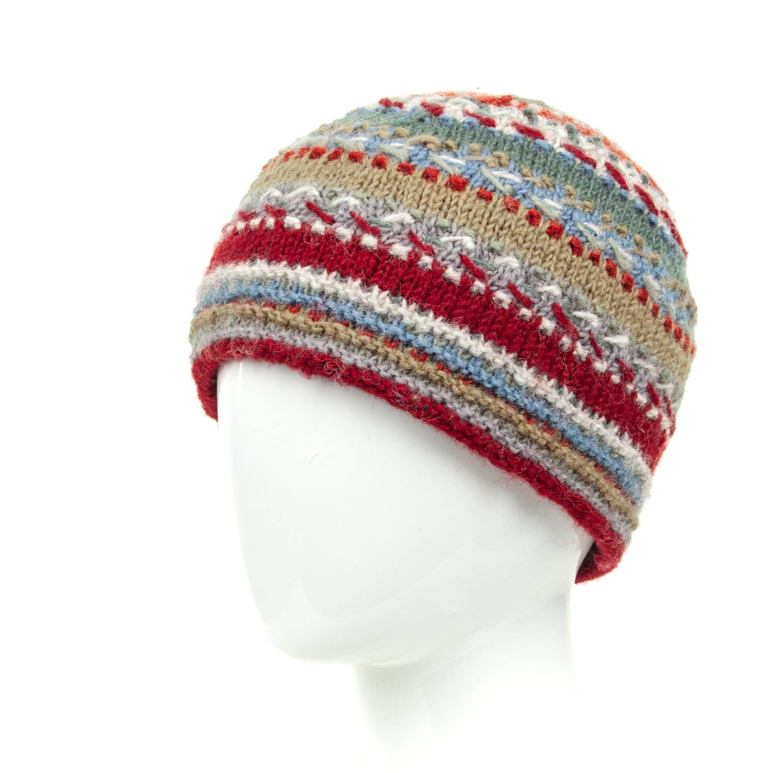 Lost Horizons Canada - Wholesale Beanie - Women's - Navika Wool Beanie Hat with Embroidered Stripes1