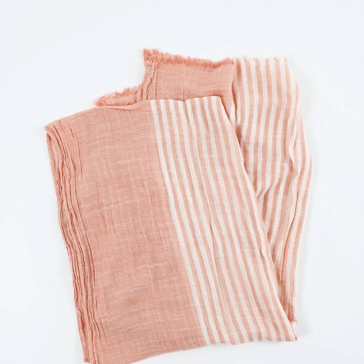 Angels Whisper Accessories - Wholesale Scarf – Women's - Pink Stripe Cotton Sarong Scarf7